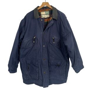 VTG Mens WEAR GUARD Blue Canvas Chore Jacket Heavyweight Lined Size 2XL Workwear